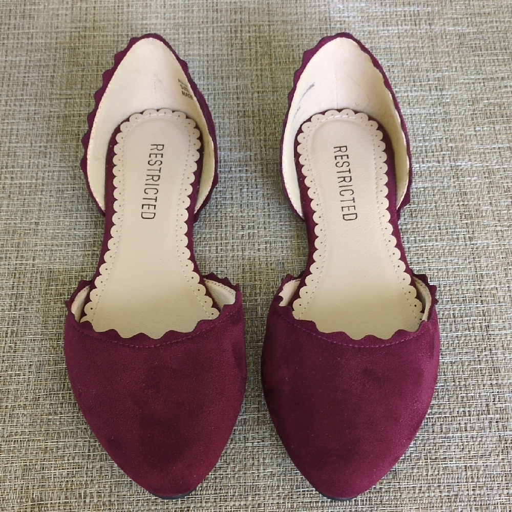 Restricted Maroon Scalloped Flats